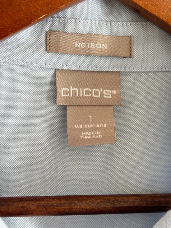 Chicos tunic blouse no iron baby blue size medium Chicos 1 - Picture 6 of 8
